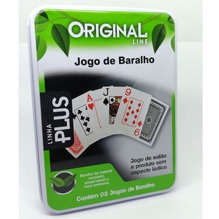 Baralho Duplo 100% Plastico - Com Estojo De Lata Metal - Jogo de Cartas  Buraco Poker Truco