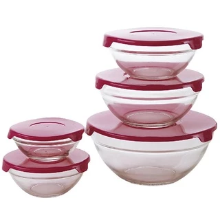 Conjunto de Potes de Vidro redondo com tampa Finlandek Conjunto 5 potes