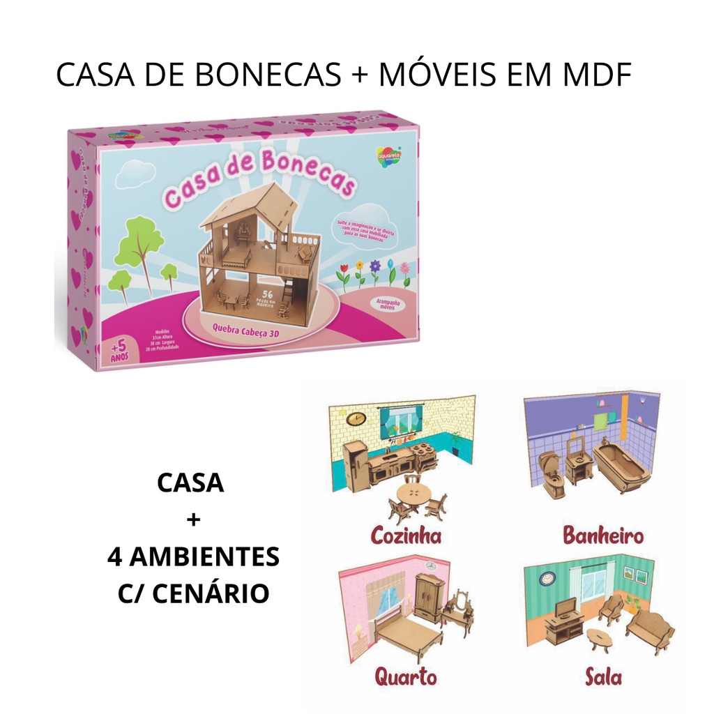 Jogo Moveis e Ambientes para Bonecas (Ref. 156) - Aquarela Brinquedos