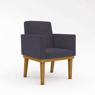 Poltrona Cadeira com Base + Reforçada Cinza Balaqui Decor