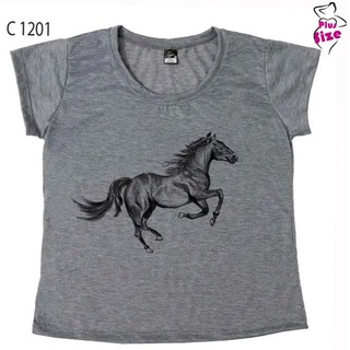 Blusa Feminina Plus Size T-shirt Country Cavalo C1201
