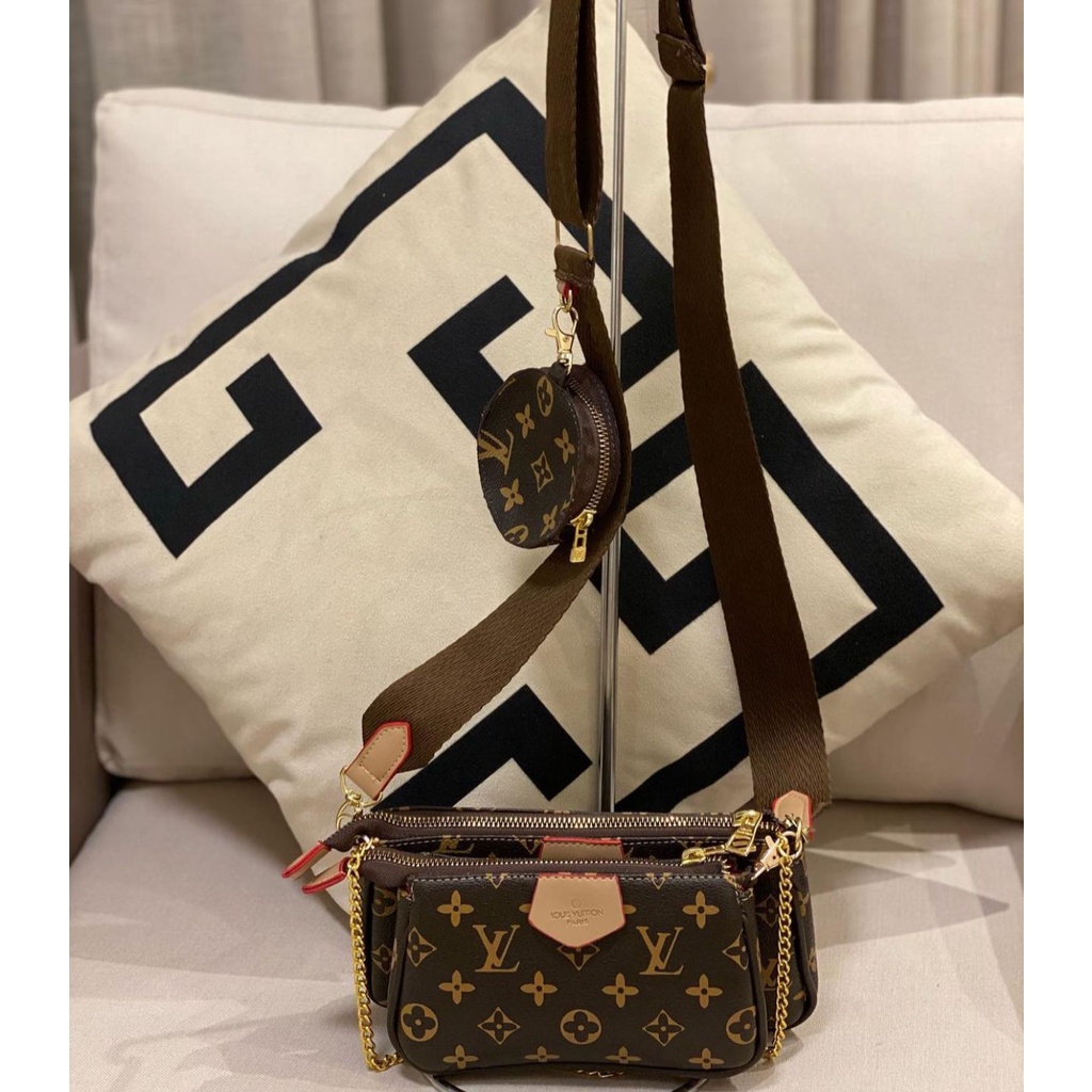 Bolsa LV pequena louis vuitton alça colorida mais porta moeda