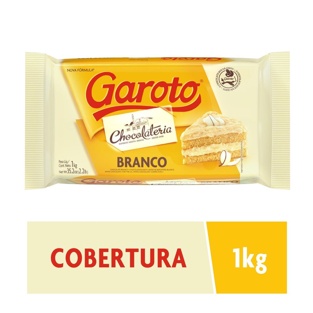 Chocolate Garoto Cobertura Barra Branca 1kg Shopee Brasil