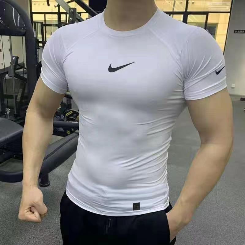 Camiseta Masculina Elástica Secagem Rápida Manga Curta-Esportes Ao Ar Livre  Academia Fitness