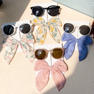 2Pcs/Set Sunglasses Flower Print Cotton Bows Hair Clips Para Crianças Meninas Óculos De Sol Bonitos Cool Kids Fashion Headwear Acessórios De Cabelo