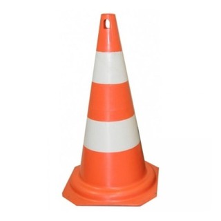 Cone De Sinalização 75cm Branco/laranja Plastcor