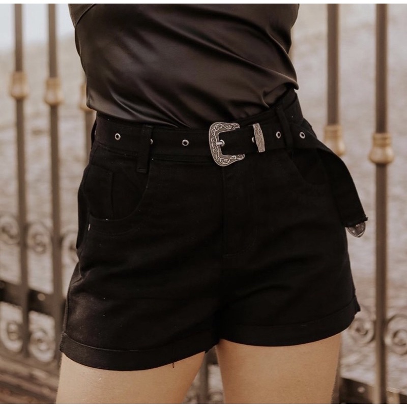 Short jeans best sale com cinto preto