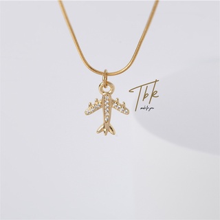 [Coleção De Valor] TBK 18K Gold Cubic Zirconia Airplane Pendant necklace Acessórios De Moda Hipoalergênicos 20Nairplane
