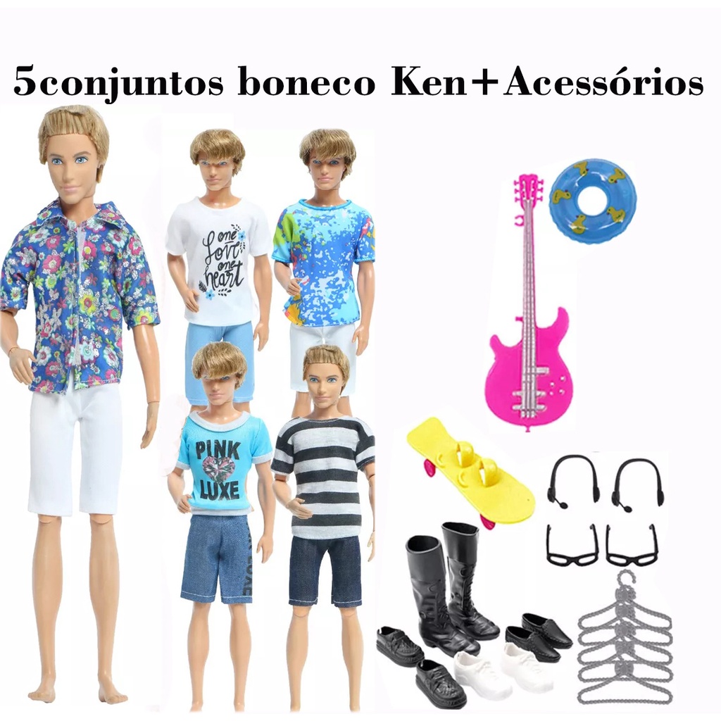 Kit com 5 Conjuntos De Roupas Para Boneco Ken namorado da Barbie