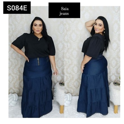 Saia longa best sale plus size jeans