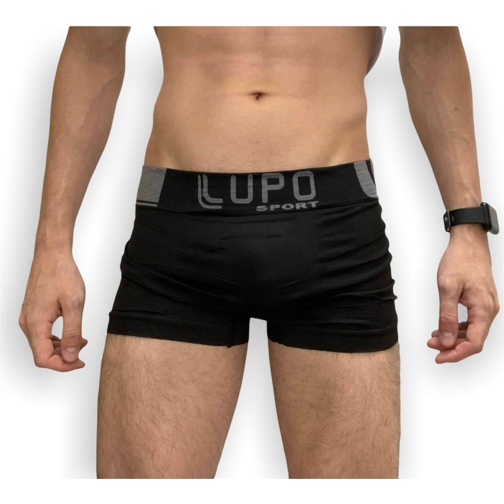 Cueca Lupo Boxer Poliamida Sem Costura Tecido Meia Cueca Box Fit Lisas e (ou) Estampada
