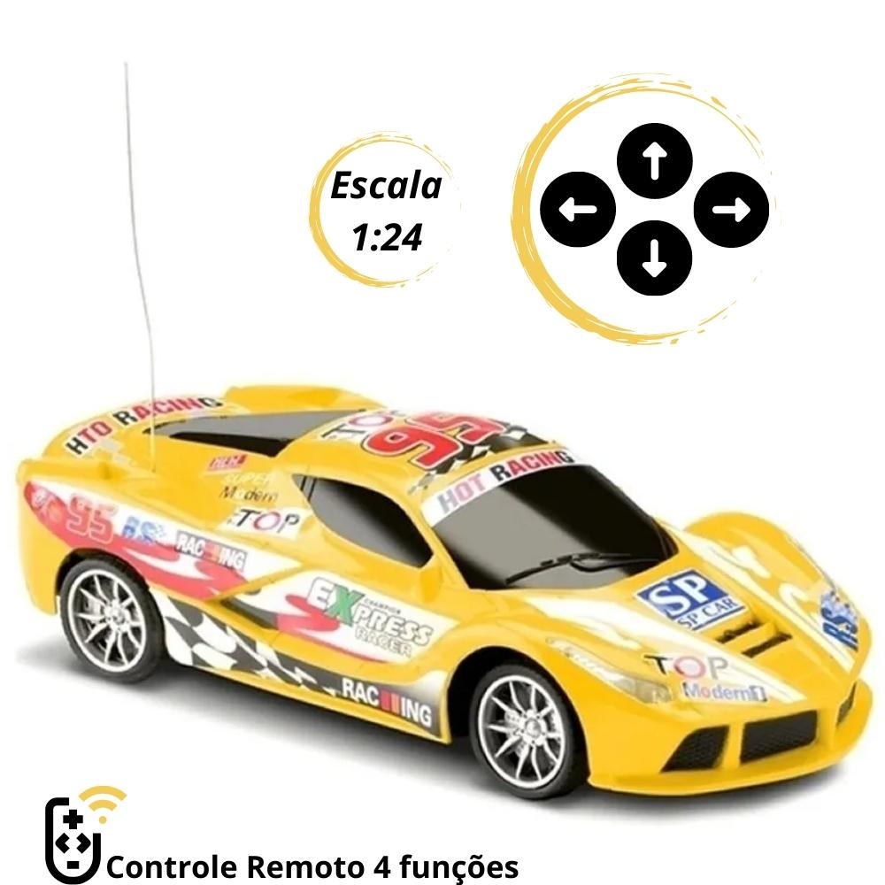 Carrinho De Controle Remoto Carro De Corrida 4 Direções - Amarelo