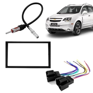 Kit Chicote Para Rádio + Antena + Moldura - Chevrolet Captiva 2008 / 2016