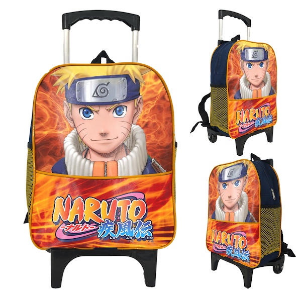 Mochila Escolar Naruto Anime Boruto Rodas Kit Completo+brind