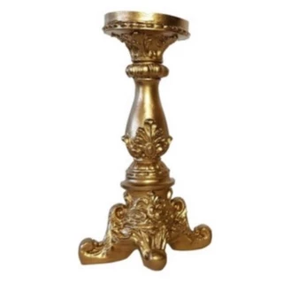 Kit 7 castiçal G arabesco em resina na cor dourado