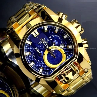 Relogio magnum reserve zeus pesado Masculino Grande Dourado Azul