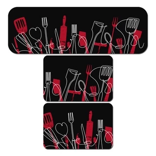 Tapetes de Cozinha 3 Peças Talheres Antiderrapante PROMOÇÃO!