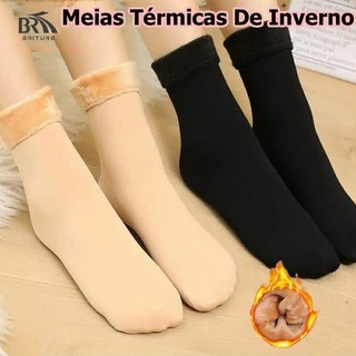 Meias Quentes Femininas Para De Lã Grossa Térmica/Cashmere