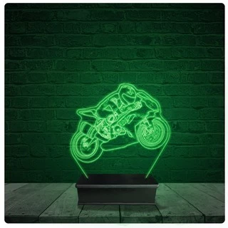 Luminária Abajur Acrílico Led - Motocicleta Piloto 10