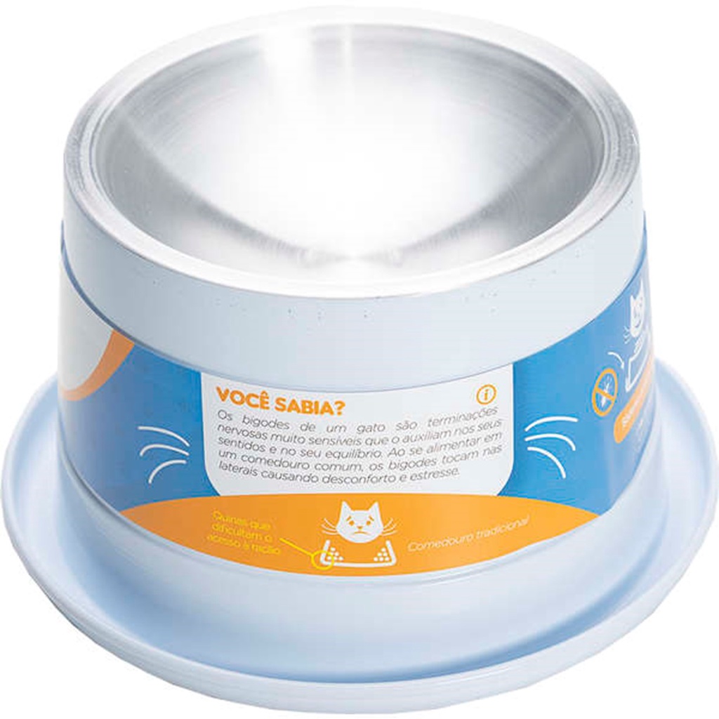 Comedouro Ergonômico Antiformiga Mr. Bigodes Junior para Gatos 140 ml (Branco) NF Pet