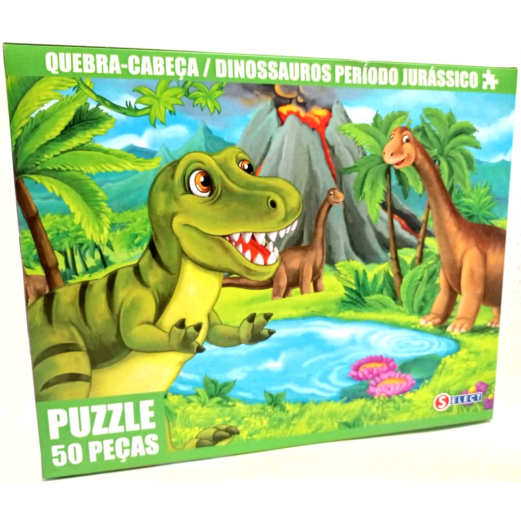 Jogo de quebra-cabeça de dinossauro de desenhos animados