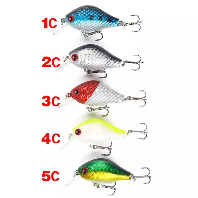 Isca De Pesca Marítima Minnow , 5.5cm/8g , Flutuante Com Gancho , Dura De Plástico Biônica De Olhos 3D