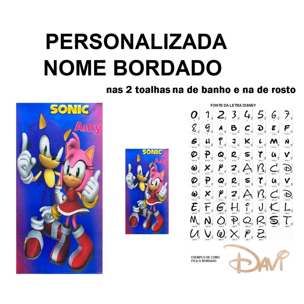 Amy Sonic - kit Toalha de Banho Amy Sonic + Toalha de RostoAmy