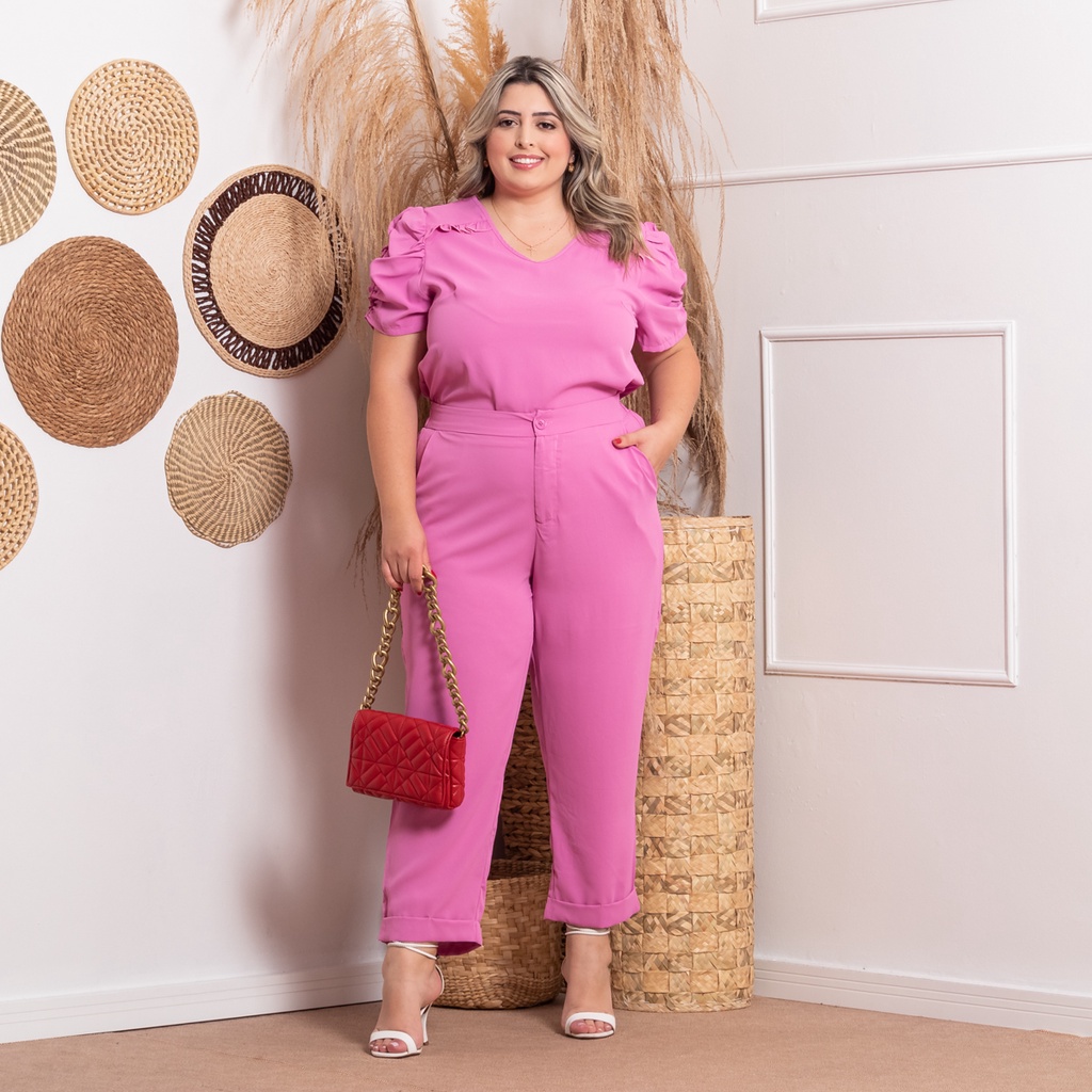 Conjunto Top e Calcinha Plus Size Atlética / Conjunto Feminino Em Cot