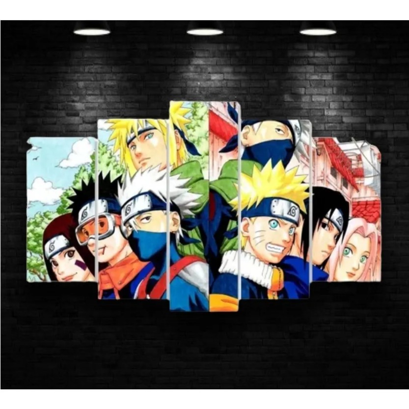 Quadro Mosaico 5 Peças Naruto Sakura Desenhos Animes Desenh