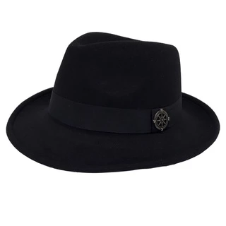 Chapeu Gangster Fedora Feltro Ajustavel Aba 5,5 Cm Pingente