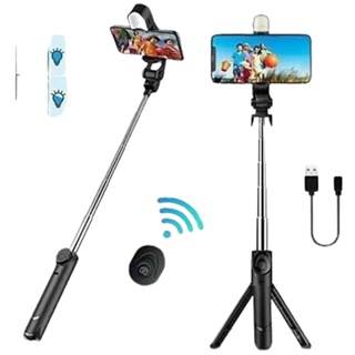 Bastão Tripe Pau De Selfie  Profissinal Retrail Com Controle Bluetooth 3x1  Led Para Iluminar Ideal Para videios Fotos e Live