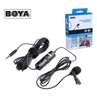 Microfone de lapela Boya M1 lapela com clipe, microfone condensador omnidirecional, conector TRRS de 3,5 mm, cabo extremo-longo de 6,7 metros, para smartphones, DSLR, filmadoras