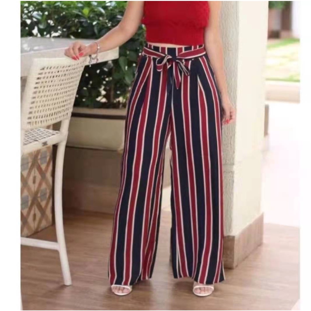 Calça pantalona hot sale listrada curta