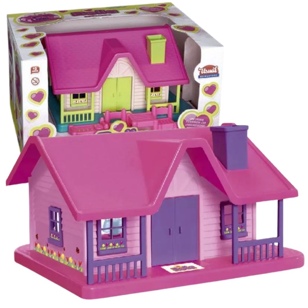 Casa de Bonecas Polly com 2 Mini Bonecas, Carro de Brinquedo, Móveis para  Bonecas e 4 Animais de Estimação - Dular