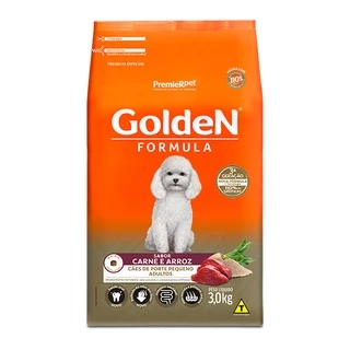 Ração Golden Formula Mini Bits para Cães Adultos de Pequeno Porte Sabor Carne e Arroz - 3Kg