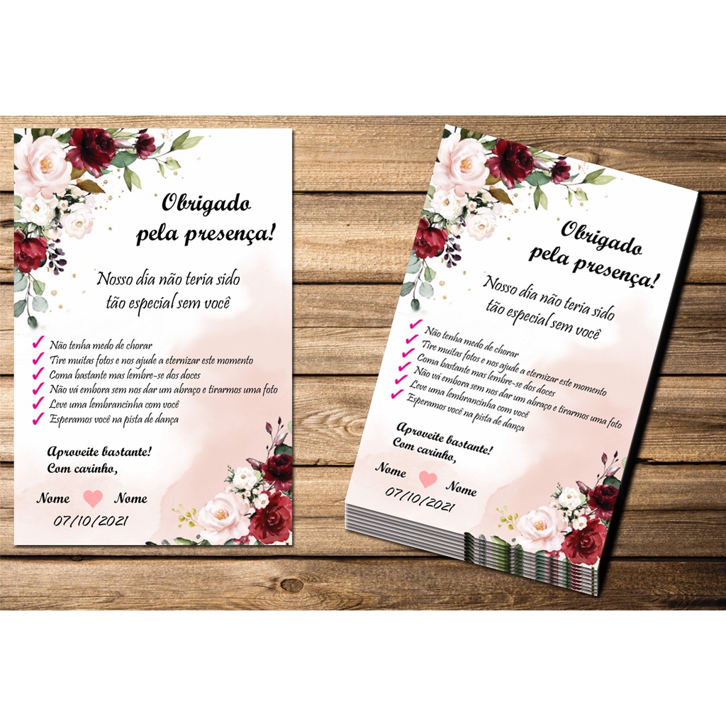 15 Cartão de Agradecimento de Mesa Personalizado para Casamento #5