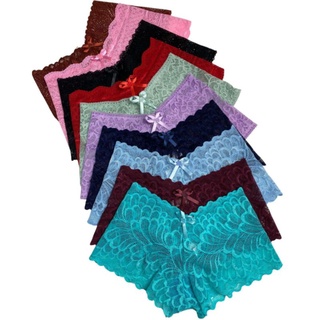 Kit 6 Calcinhas Caleçon Cores Variadas Shortinho De Renda