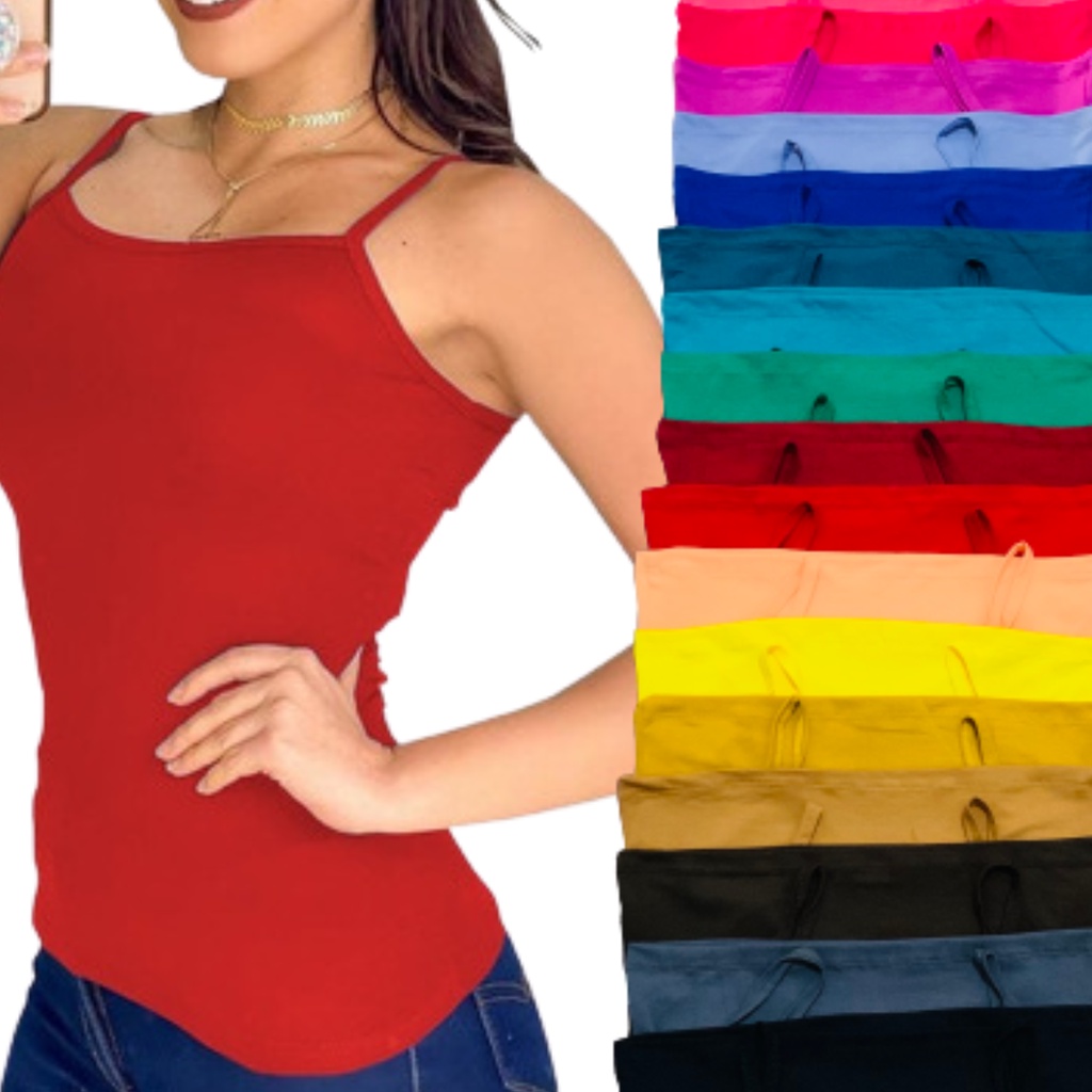 Blusa de Alcinha Fina Básica Feminina de Viscolycra | Shopee Brasil
