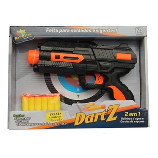 brinquedo Arminha Pistola Bolinha De Gel e Nerf 2 Em 1 com 600