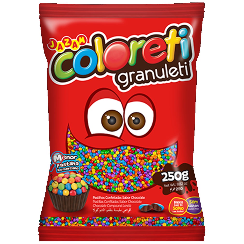 Confeito Chocolate Coloreti Granuleti 250g Jazam
