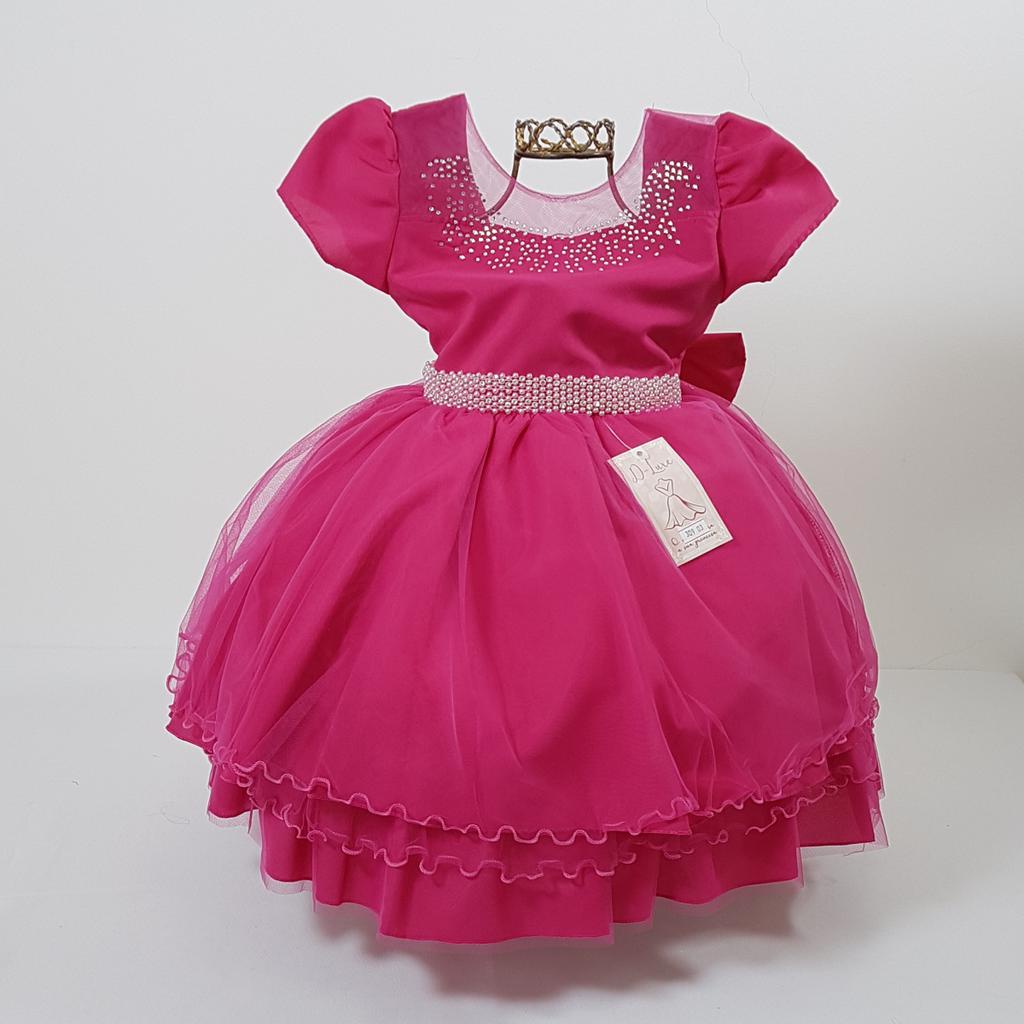 Vestido Infantil Festa Princesa Rosa Pink Vestido para Crianças Meninas  Vestido Elegante Luxo Princesas