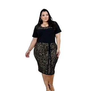 Vestido Midi Godê Manga Curta Tubinho Moda Evangélica Civil