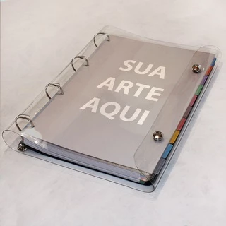 Caderno Argolado Fichário Universitário personalizado com sua arte | 250 folhas + divisórias