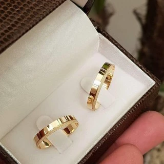 Par de Alianças de Moedas Antigas Reta 5MM Friso Jateado Canto