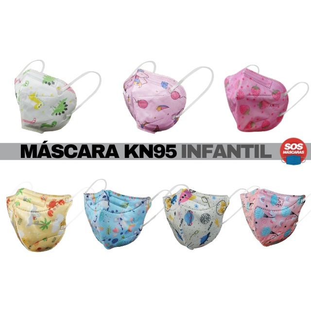 Masques KN95 enfant colorés 4 couches lot de 10