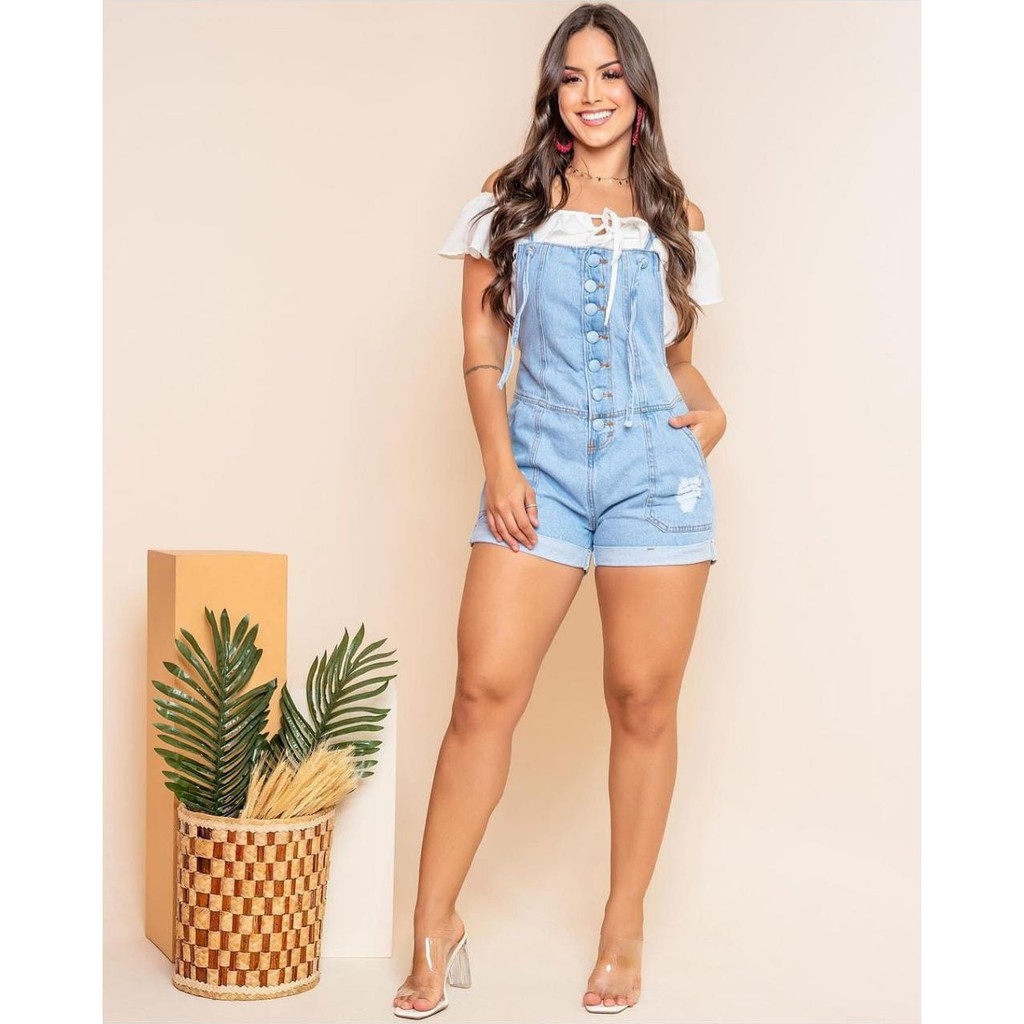 Macacão feminino best sale jeans curto