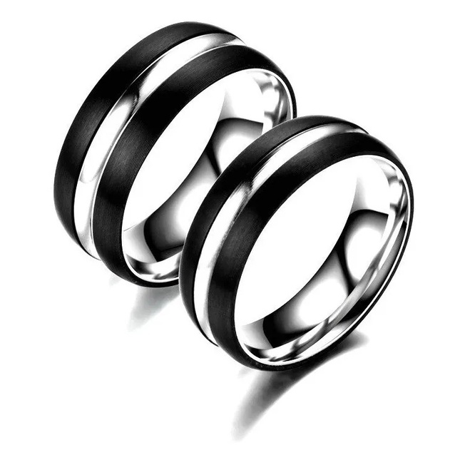 Anello Donna Everstone In Titanio Opaco Spazzolato - 4 Mm O 6 Mm - Due