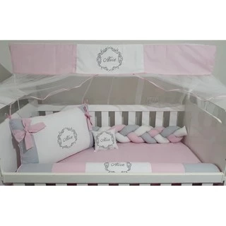 Kit Berço Arabesco Personalizado Completo 9 Peças 100% Algodão