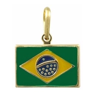 Colar Bandeira do Brasil, Com Resina Banhado a Ouro 18K na Toque Final  Semijoias