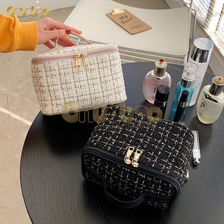 Organizador De Sacos De Cosméticos De Tricotar Tweed Saco De Maquiagem Grande Viagem Portátil